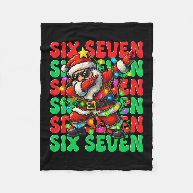 Six Seven 6 7 Meme Dabbing Weihnachtsmann Weihnach Fleecedecke (Vorderseite)