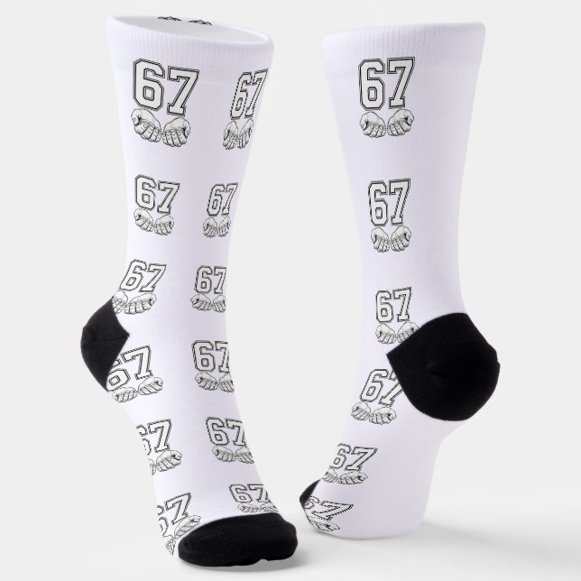 Six Seven 6 7 Meme Funny Hands Socks Socken (Gewinkelt)