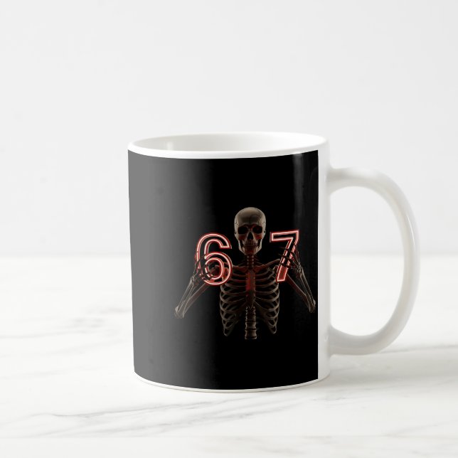 Six Seven 6 7 Meme Funny Skeleton Hands Sign Let's Kaffeetasse (Rechts)