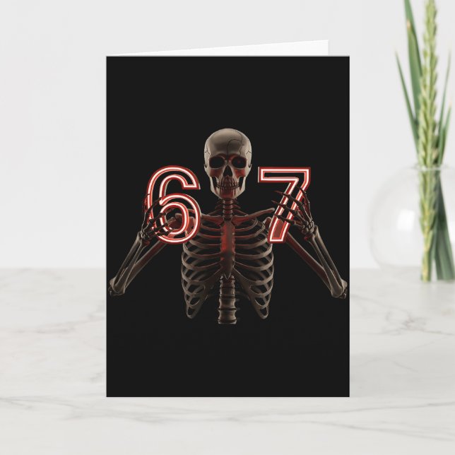 Six Seven 6 7 Meme Funny Skeleton Hands Sign Let's Karte (Vorderseite)