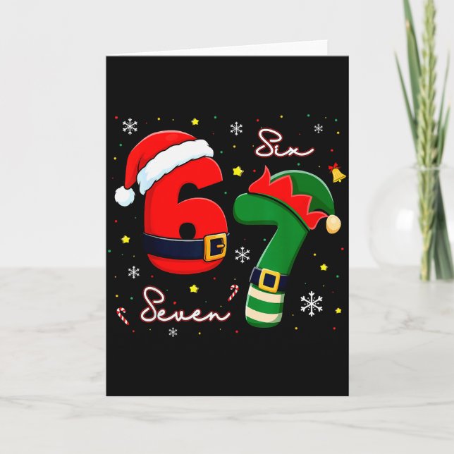 Six Seven 6 7 Meme Gen Alpha Slang Christmas Santa Karte (Vorderseite)