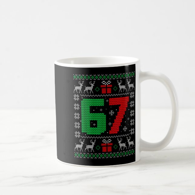 Six Seven 6 7 Meme Gen Alpha Slang Ugly Christmas  Kaffeetasse (Rechts)