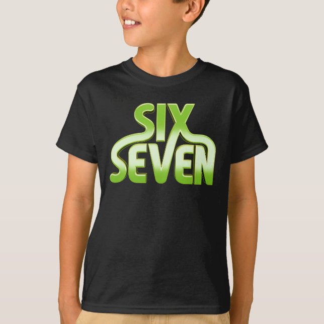 Six Seven 6 7 Meme - Grüne Gradient-Typografie T-Shirt (Vorderseite)