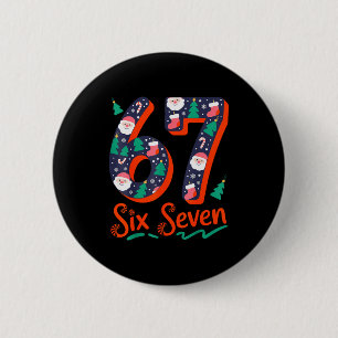 Six Seven 6 7 Meme Humor Weihnachtsmann Elf 67 Wei Button
