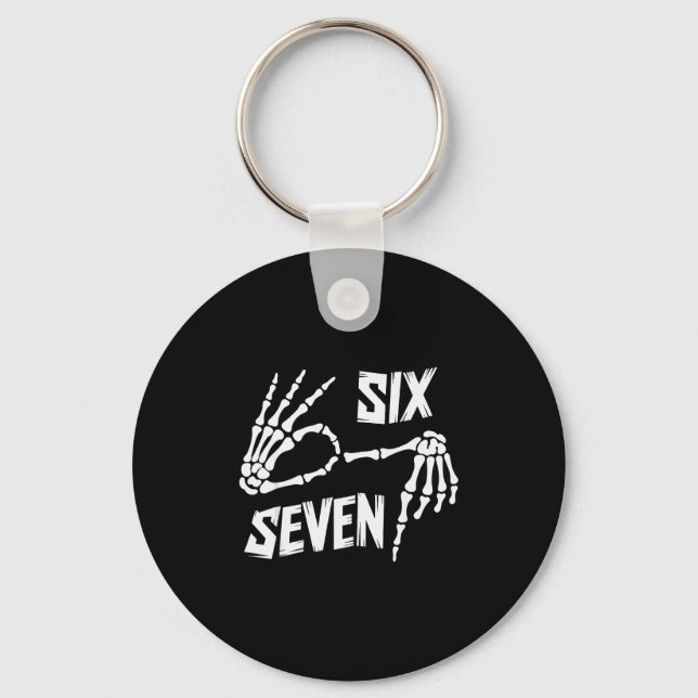 Six Seven 6 7 Meme Skeleton Hands Sign  Schlüsselanhänger (Vorderseite)