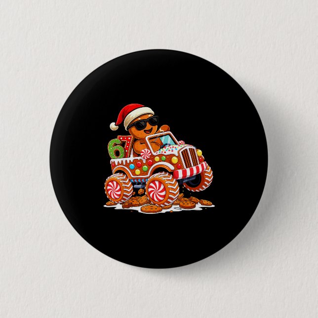 Six Seven 6 7 Monster Truck Gingerbread Man Christ Button (Vorderseite)