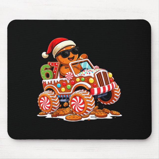 Six Seven 6 7 Monster Truck Gingerbread Man Christ Mousepad (Vorne)