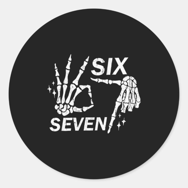 Six Seven 6 7, Skeleton Hands, Soky Skull  Runder Aufkleber (Vorderseite)
