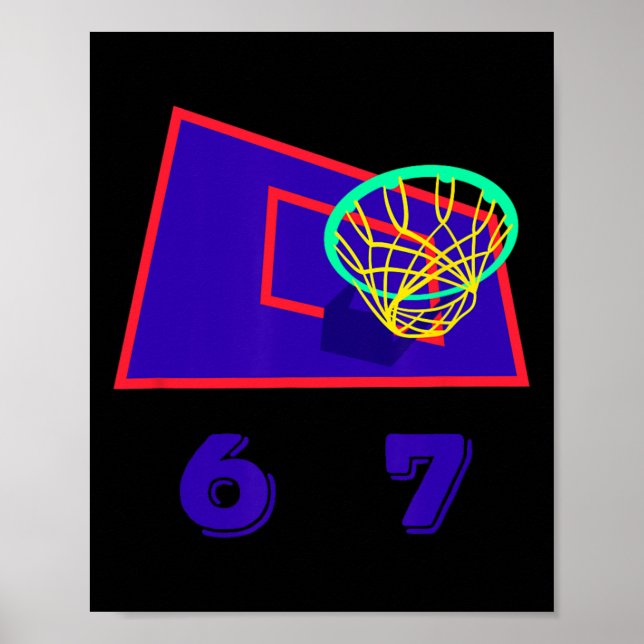 Six Seven 6 7 Sketll Meme Hoop Design  Poster (Vorne)