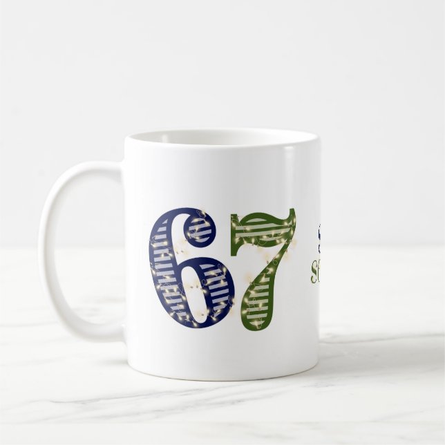 Six Seven 6 7 Trend Blau und Grün Modern Kaffeetasse (Links)