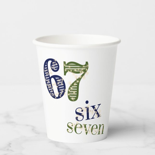 Six Seven 6 7 Trend Blau und Grün Modern Pappbecher (Vorderseite)