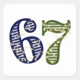 Six Seven 6 7 Trend Blau und Grün Modern Quadratischer Aufkleber