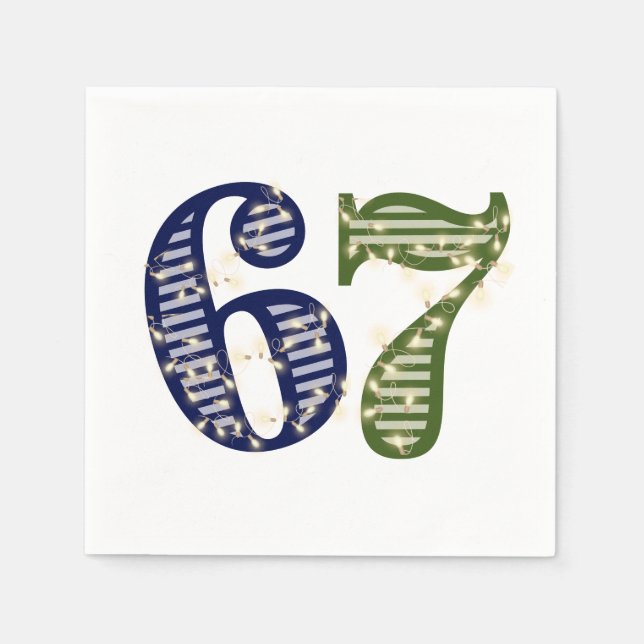 Six Seven 6 7 Trend Blau und Grün Modern Serviette (Vorderseite)
