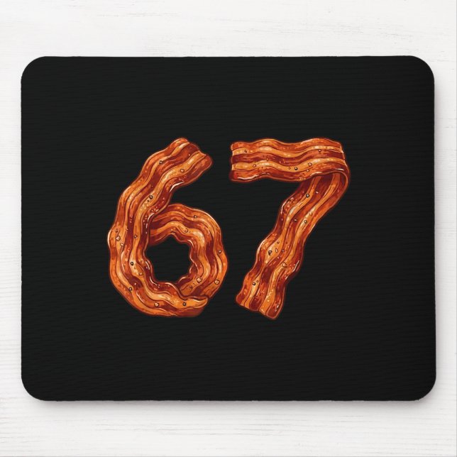 Six Seven Bacon Cool Meme 67 Funny Number  Mousepad (Vorne)