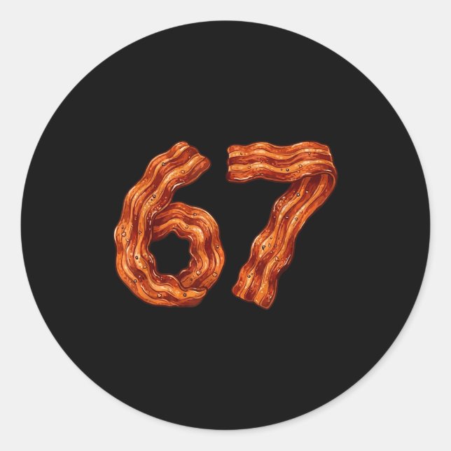 Six Seven Bacon Cool Meme 67 Funny Number  Runder Aufkleber (Vorderseite)