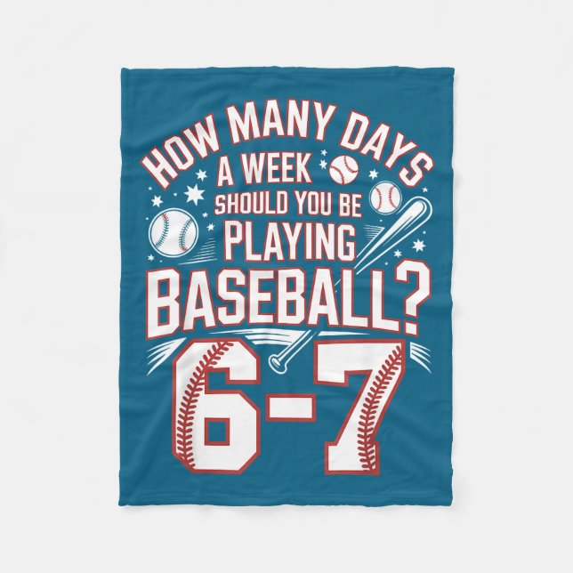 Six Seven Baseball Meme How Many Days 6-7  Fleecedecke (Vorderseite)
