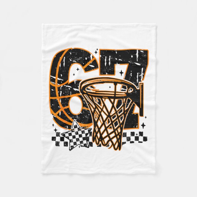 Six Seven Basketball, Funny 67 Basketball, Retro G Fleecedecke (Vorderseite)