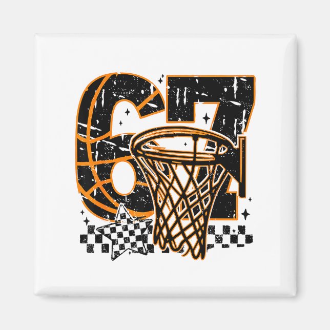 Six Seven Basketball, Funny 67 Basketball, Retro G Magnet (Vorne)