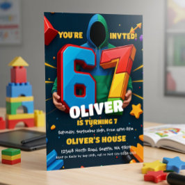 Six Seven Birthday Invitation Einladung
