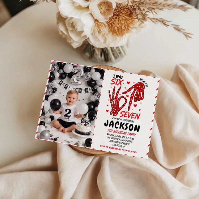 Six Seven Birthday Skeleton Hands Party Invitation Einladung (Six Seven Birthday Skeleton Hands Party Invitation
)