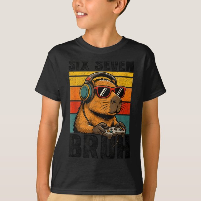 Six Seven Bruh 67 Meme Capybara Funny Video Games  T-Shirt (Vorderseite)