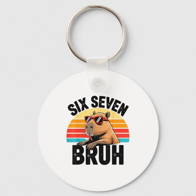 Six Seven Bruh 67 Meme Capybara  Schlüsselanhänger (Vorderseite)