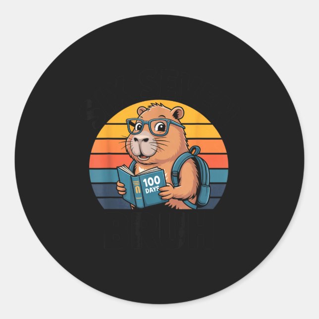 Six Seven Bruh 67 Meme Funny 100 Days Of School Ca Runder Aufkleber (Vorderseite)