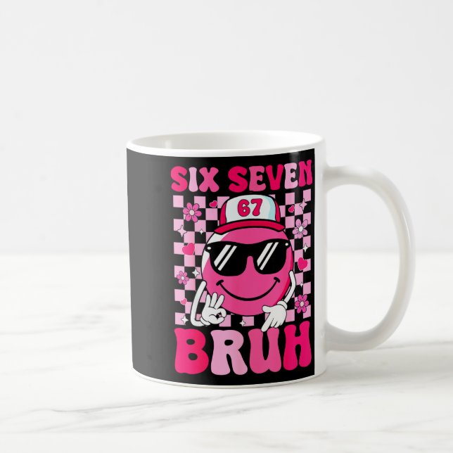 Six Seven Bruh 67 Meme Smile Face Valentines Boys  Kaffeetasse (Rechts)