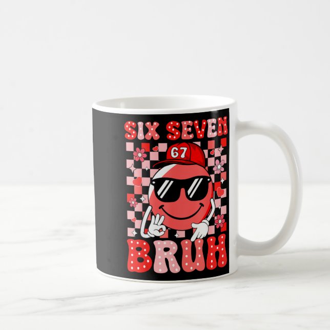 Six Seven Bruh 67 Meme Smile Face Valentines Boys  Kaffeetasse (Rechts)
