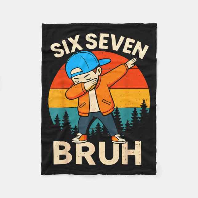 Six Seven Bruh 6 7 Number 67 Meme Dab Dabbing Boys Fleecedecke (Vorderseite)