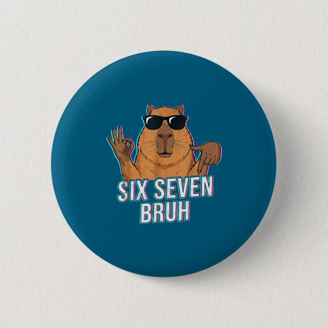 Six Seven Bruh Capybara 67 Boys Teens Kids Animals Button (Vorderseite)