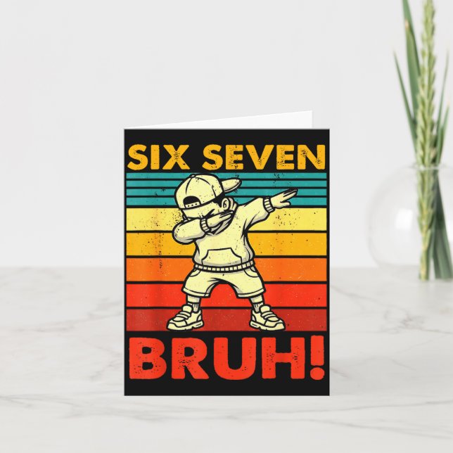 Six Seven Bruh Dabbing Boy Funny 67 Meme Gen Alpha Karte (Vorderseite)