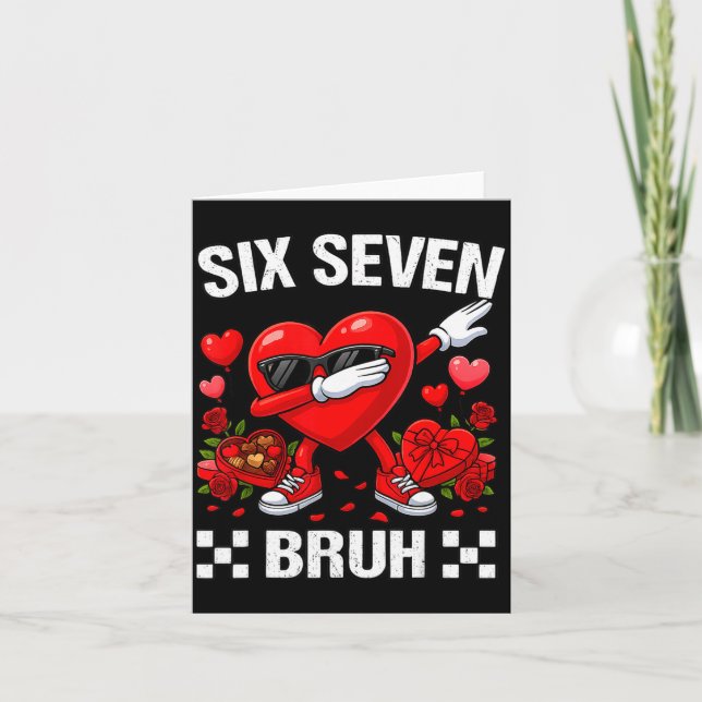 Six Seven Bruh Dabbing Heart Valentine Funny For G Karte (Vorderseite)
