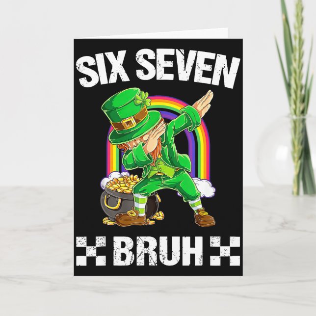 Six Seven Bruh Dabbing Leprechaun St Patricks Day  Karte (Vorderseite)