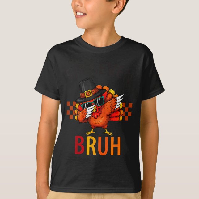 Six Seven Bruh Dabbing Turkey Thanksgiving 67 Meme T-Shirt (Vorderseite)
