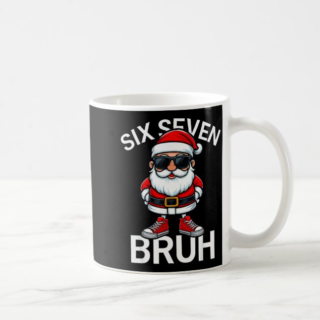 Six Seven Bruh Funny 67 Meme Christmas Santa  Kaffeetasse (Rechts)