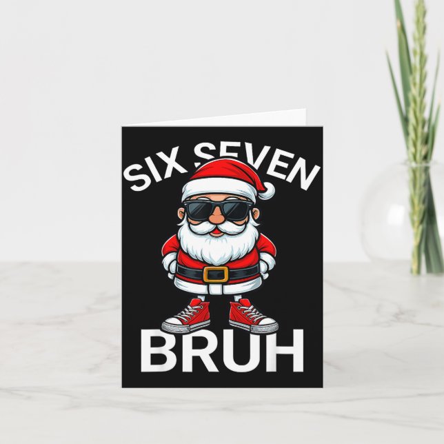 Six Seven Bruh Funny 67 Meme Christmas Santa  Karte (Vorderseite)