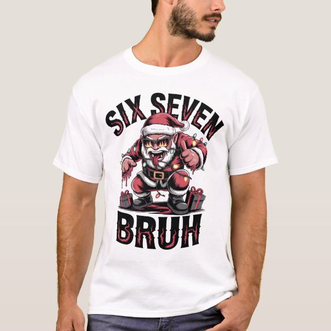 Six Seven Bruh Funny Heavy Metal Santa Shirt | Edg (Vorderseite)