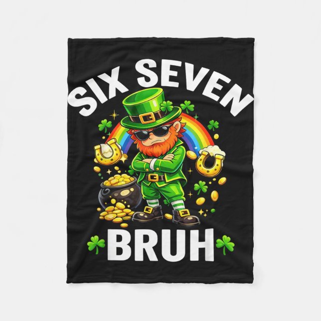 Six seven bruh st patrick’s day funny leprechaun fleecedecke (Vorderseite)