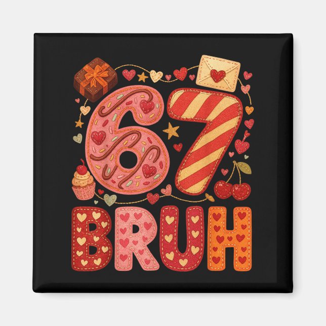 Six Seven Bruh Valentine Heart 67 Cute Kids Meme B Magnet (Vorne)