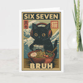 Six Seven Bruh Vintage Cat Meme Gift for Men Women Karte