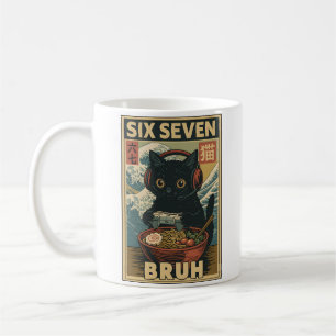 Six Seven Bruh Vintage Katzen Meme Geschenk für Mä Kaffeetasse
