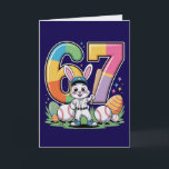Six Seven Bunny Baseball Easter Card  Karte<br><div class="desc">Step up to the plate for Easter with this delightfully unique six seven bunny baseball Easter card. The design draws inspiration from a charming turn-of-the-century illustration where rabbits play a spirited game of springtime baseball while an audience of fluffy chicks watches eagerly from the sidelines . This vintage-style artwork, originally...</div>