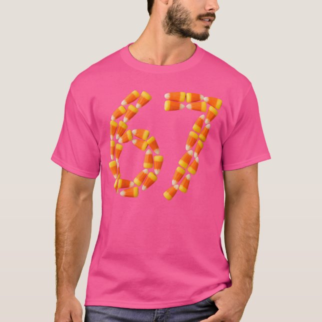 Six Seven Candy Corn Sweet Halloween Number 67 Des T-Shirt (Vorderseite)