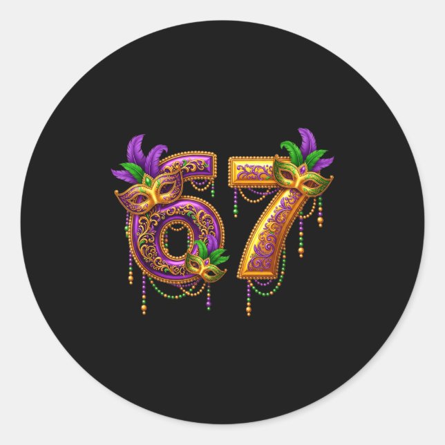 Six Seven Carnaval Festival 67 Meme Funny Mardi Gr Runder Aufkleber (Vorderseite)
