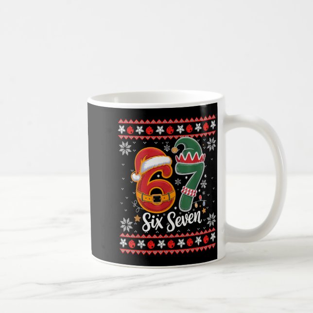 Six Seven Christmas 6 7 Ugly Christmas Sweater Boy Kaffeetasse (Rechts)