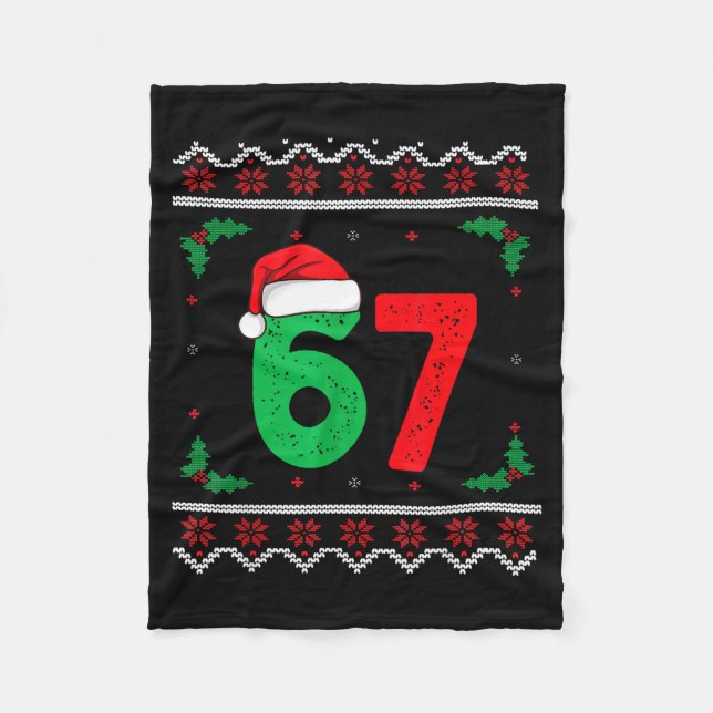 Six Seven Christmas 6 7 Ugly Christmas Sweater  Fleecedecke (Vorderseite)