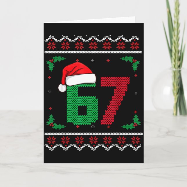 Six Seven Christmas 6 7 Ugly Christmas Sweater  Karte (Vorderseite)