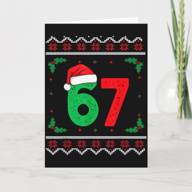Six Seven Christmas 6 7 Ugly Christmas Sweater  Karte (Vorderseite)