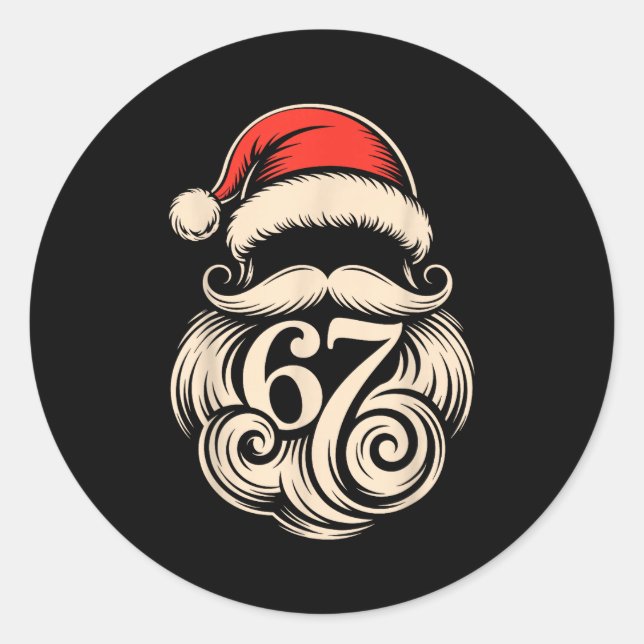 Six Seven Christmas Santa Meme 6 7 Holiday Humor D Runder Aufkleber (Vorderseite)